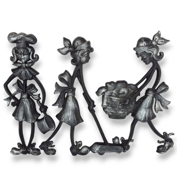 Vtg MCM Sexton Wall Plaques Housekeeping Chores 1971 Metal Lot of 3 Trad Wife - Picture 2 of 9